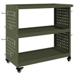 vidaXL Cărucior pentru unelte cu raft cu roata Olivengrønn 75 x 35 x 73 cm vidaXL Cărucior pentru unelte cu raft cu roata Olivengrønn 75 x 35 x 73 cm