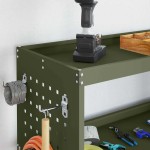 vidaXL Cărucior pentru unelte cu raft cu roata Olivengrønn 75 x 35 x 73 cm vidaXL Cărucior pentru unelte cu raft cu roata Olivengrønn 75 x 35 x 73 cm