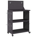 vidaXL Cărucior pentru unelte cu raft cu roata Negru 65 x 35 x 111 cm Metal