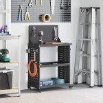 vidaXL Cărucior pentru unelte cu raft cu roata Negru 65 x 35 x 111 cm Metal