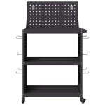 vidaXL Cărucior pentru unelte cu raft cu roata Negru 65 x 35 x 111 cm Metal
