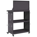 vidaXL Cărucior pentru unelte cu raft cu roata Negru 65 x 35 x 111 cm Metal