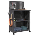 vidaXL Cărucior pentru unelte cu raft cu roata Negru 65 x 35 x 111 cm