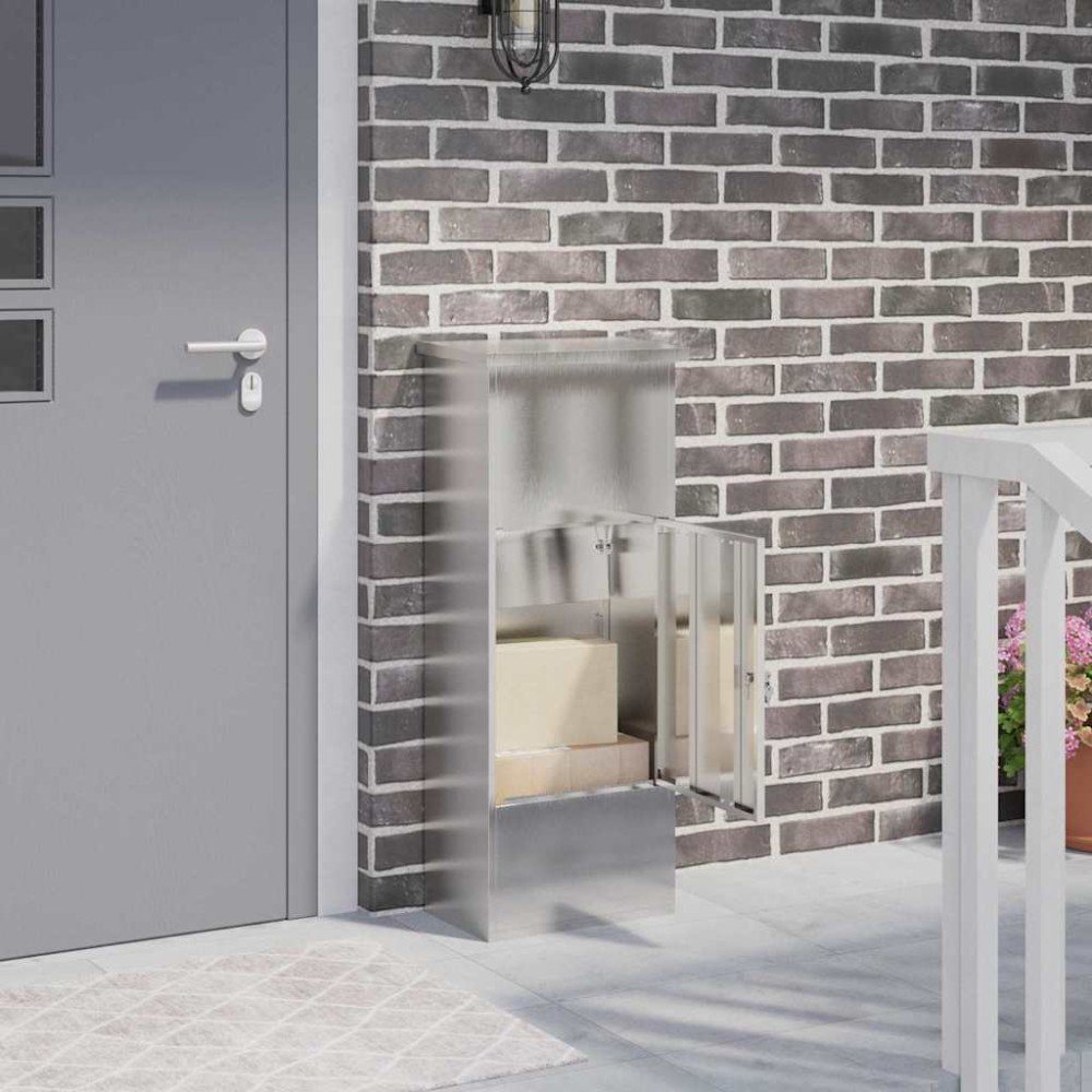 vidaXL Cutie pentru colet Negru 44,5 x 29 x 110,5 cm Oţel inoxidabil