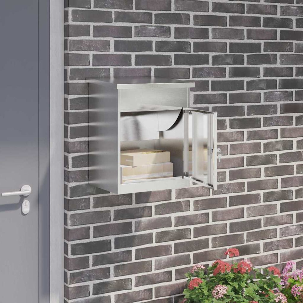 vidaXL Cutie pentru colet Negru 47.5 x 38 x 59 cm Oţel inoxidabil