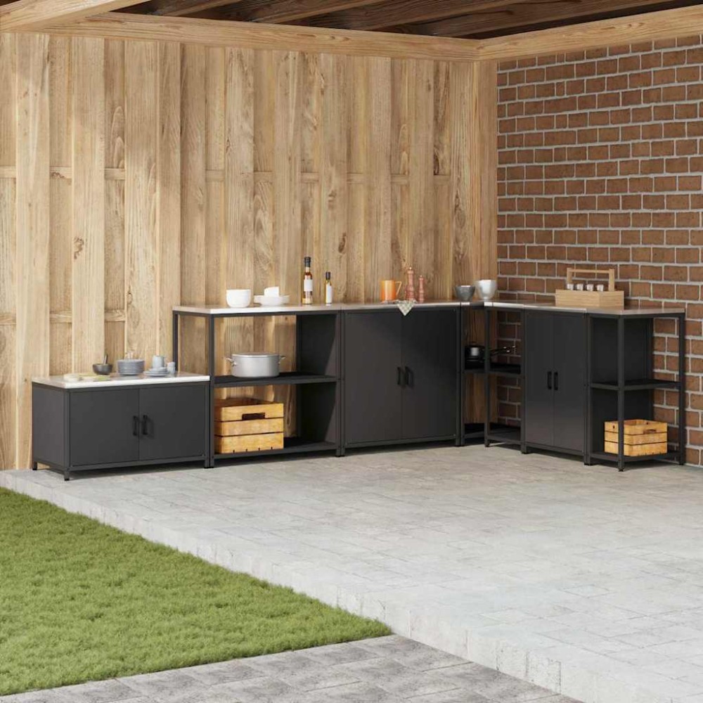 vidaXL Raft de depozitare pentru bucătărie Negru 60 x 50 x 92 cm Oţel