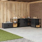 vidaXL Raft de depozitare pentru bucătărie Negru 60 x 50 x 92 cm Oţel vidaXL Raft de depozitare pentru bucătărie Negru 60 x 50 x 92 cm Oţel