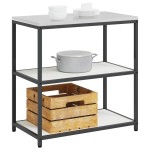 vidaXL Raft de depozitare pentru bucătărie Alb 60 x 50 x 92 cm Oţel