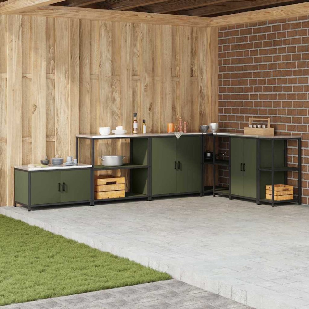 vidaXL Raft de depozitare pentru bucătărie Verde oliv 60 x 50 x 92 cm