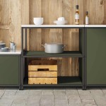 vidaXL Raft de depozitare pentru bucătărie cu raft Verde oliv Oţel