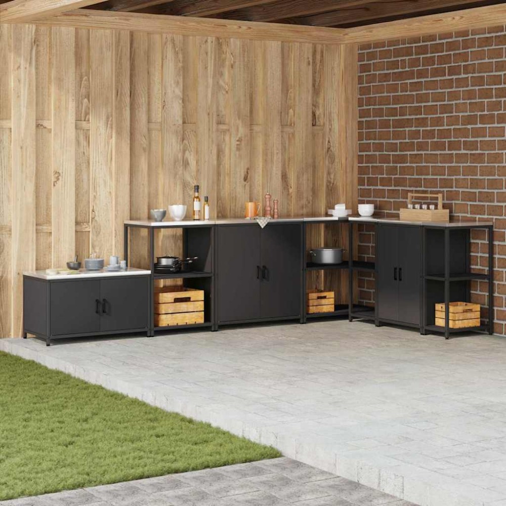 vidaXL Raft de depozitare pentru bucătărie Negru 60 x 50 x 92 cm Oţel