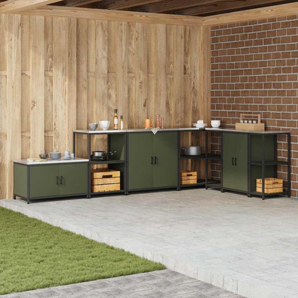 vidaXL Raft de depozitare pentru bucătărie Verde oliv 60 x 50 x 92 cm