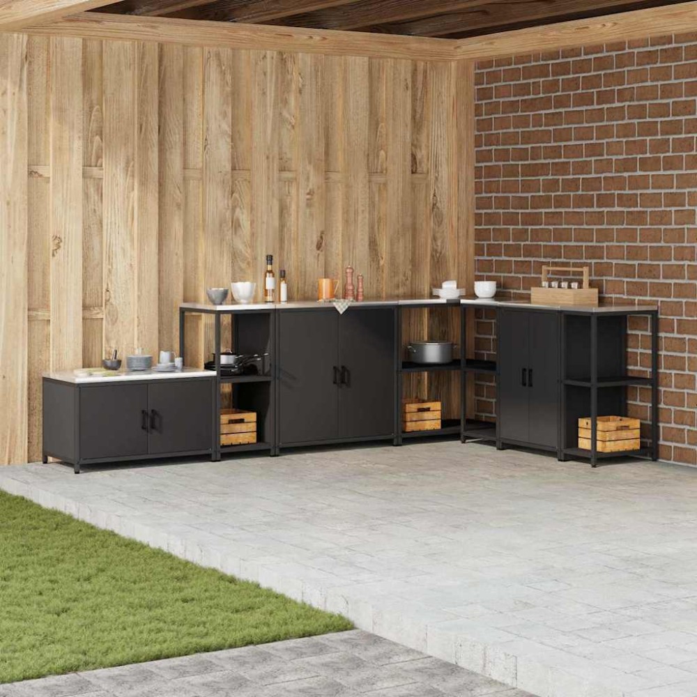 vidaXL Raft de depozitare pentru bucătărie Negru 60 x 50 x 92 cm Oţel