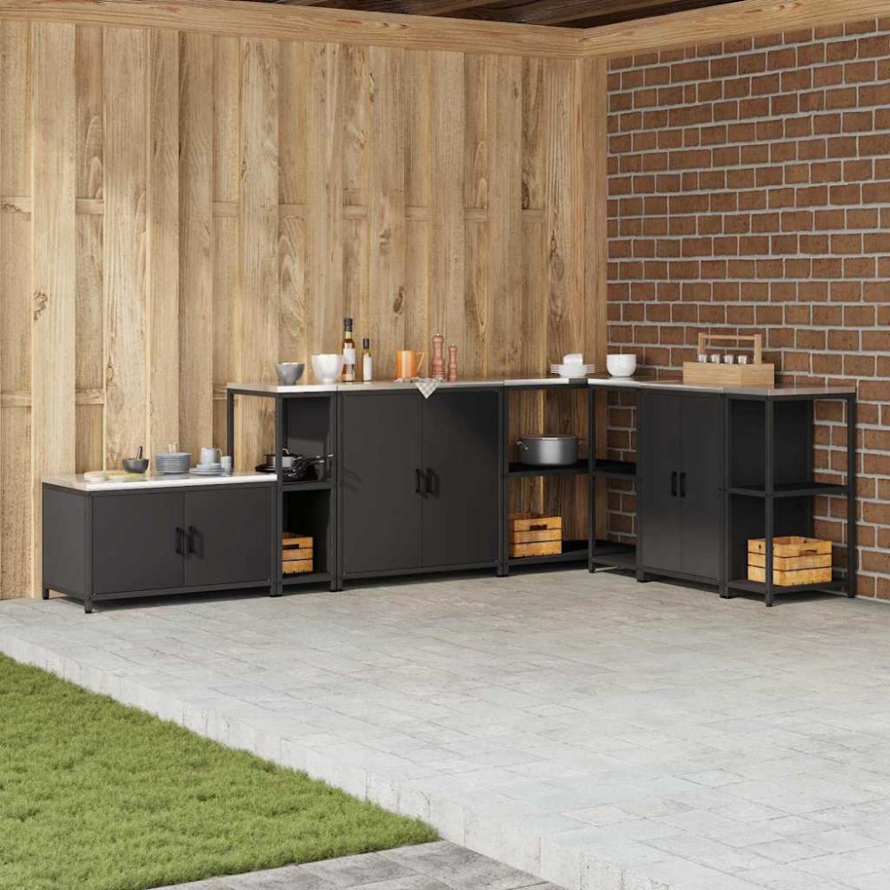 vidaXL Raft de depozitare pentru bucătărie Negru 60 x 50 x 92 cm Oţel