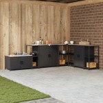 vidaXL Raft de depozitare pentru bucătărie Negru 60 x 50 x 92 cm Oţel