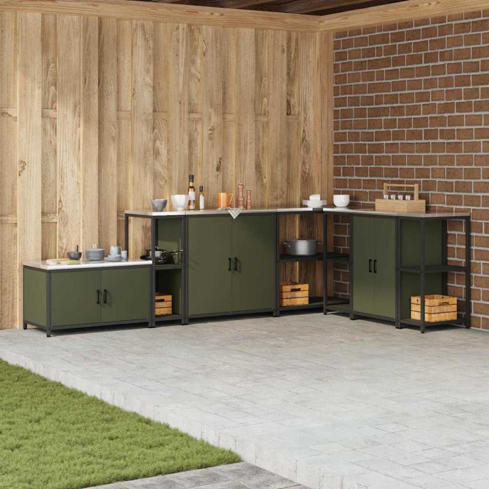 vidaXL Raft de depozitare pentru bucătărie Verde oliv 60 x 50 x 92 cm