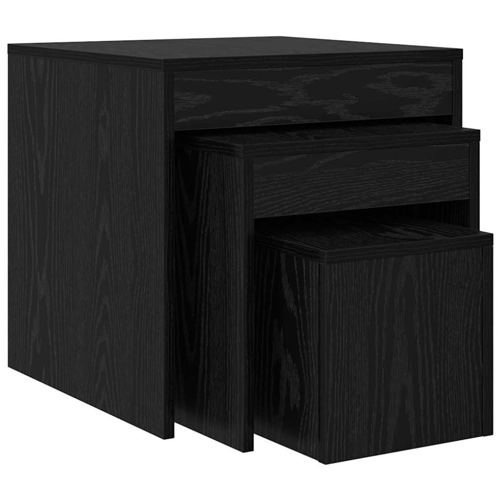 vidaXL Măsuțe de cafea 3 pcs Stejar negru 45 x 45 x 45 cm