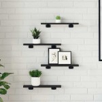 vidaXL Raft pentru cărți 4 pcs Negru 40 x 10 x 1,5 cm Lemn compozit