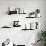 vidaXL Placă Raft pentru Cărți 4 pcs Negru 100 x 40 x 1.5cm PAL