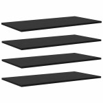 vidaXL Raft pentru cărți 4 pcs Negru 80 x 40 x 1,5 cm Lemn compozit