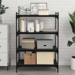 vidaXL Raft pentru cărți 4 pcs Negru 80 x 40 x 1,5 cm Lemn compozit