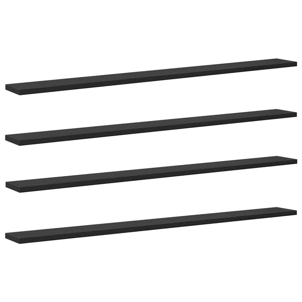 vidaXL Raft pentru cărți 4 pcs Negru 100 x 10 x 1,5 cm Lemn compozit