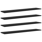 vidaXL Raft pentru cărți 4 pcs Negru 100 x 20 x 1,5 cm Lemn compozit