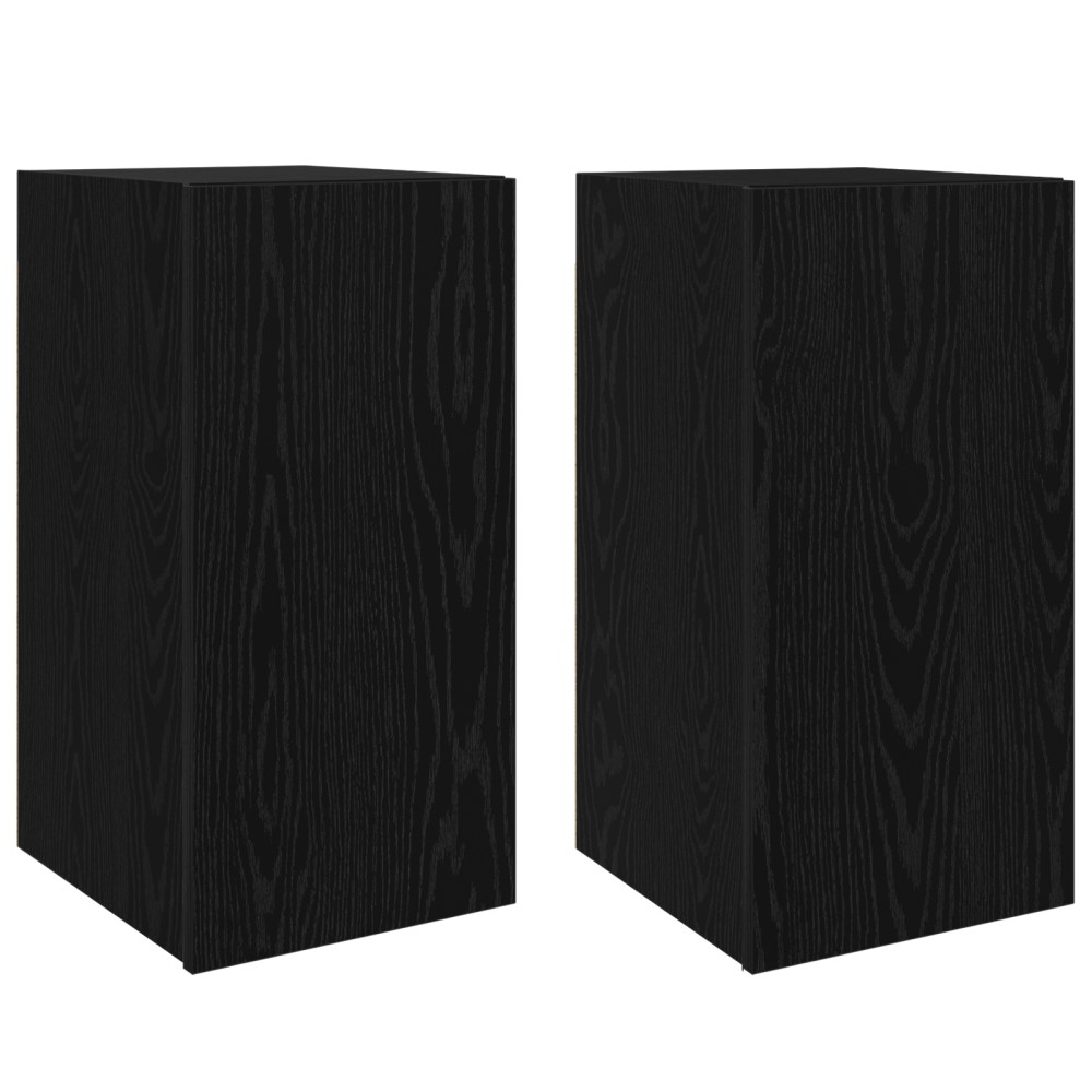 vidaXL Unitate TV cu raft Altele cu depozitare cu ușă 2 pcs Stejar negru Lemn compozit