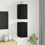vidaXL Unitate TV cu raft Altele cu depozitare cu ușă 2 pcs Stejar negru Lemn compozit