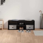 vidaXL Bancă de depozitare tapițată Stejar negru 102 x 35 x 35 cm vidaXL Bancă de depozitare tapițată Stejar negru 102 x 35 x 35 cm