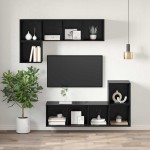 vidaXL Set comodă TV Stejar Negru 37 x 37 x 107 cm Lemn compozit