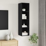 vidaXL Cabinet TV Stejar negru 37 x 37 x 142.5 cm Lemn compozit vidaXL Cabinet TV Stejar negru 37 x 37 x 142.5 cm Lemn compozit