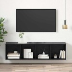 vidaXL Cabinet TV Stejar negru 37 x 37 x 142.5 cm Lemn compozit vidaXL Cabinet TV Stejar negru 37 x 37 x 142.5 cm Lemn compozit