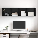 vidaXL Cabinet TV Stejar negru 37 x 37 x 142.5 cm Lemn compozit vidaXL Cabinet TV Stejar negru 37 x 37 x 142.5 cm Lemn compozit
