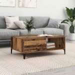 vidaXL Masă de cafea cu raft Lemn vechi 90 x 60 x 35 cm Lemn compozit vidaXL Masă de cafea cu raft Lemn vechi 90 x 60 x 35 cm Lemn compozit