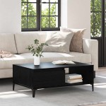 vidaXL Masă de cafea Stejar negru 90 x 60 x 35 cm Lemn compozit vidaXL Masă de cafea Stejar negru 90 x 60 x 35 cm Lemn compozit