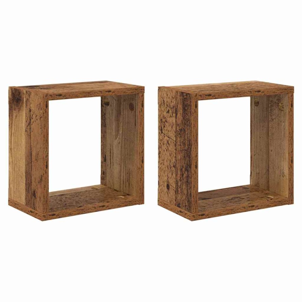 vidaXL Rafturi de perete cu raft 2 pcs Lemn vechi 26 x 15 x 26 cm