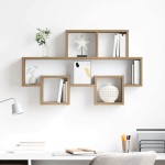 vidaXL Raft de perete stejar artizanal 82 x 15 x 51 cm Lemn compozit vidaXL Raft de perete stejar artizanal 82 x 15 x 51 cm Lemn compozit