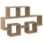 vidaXL Raft de perete stejar artizanal 82 x 15 x 51 cm Lemn compozit vidaXL Raft de perete stejar artizanal 82 x 15 x 51 cm Lemn compozit