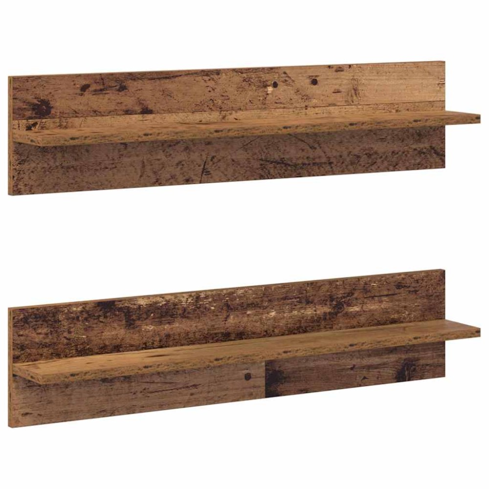 vidaXL Șemele de perete cu raft 2 pcs Lemn vechi 80 x 11.5 x 18 cm
