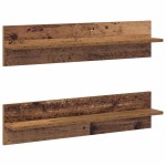 vidaXL Șemele de perete cu raft 2 pcs Lemn vechi 80 x 11.5 x 18 cm