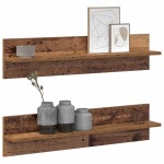 vidaXL Șemele de perete cu raft 2 pcs Lemn vechi 80 x 11.5 x 18 cm