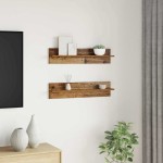 vidaXL Șemele de perete cu raft 2 pcs Lemn vechi 80 x 11.5 x 18 cm