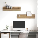 vidaXL Șemele de perete 2 pcs Stejar artisanal 80 x 11.5 x 18 cm