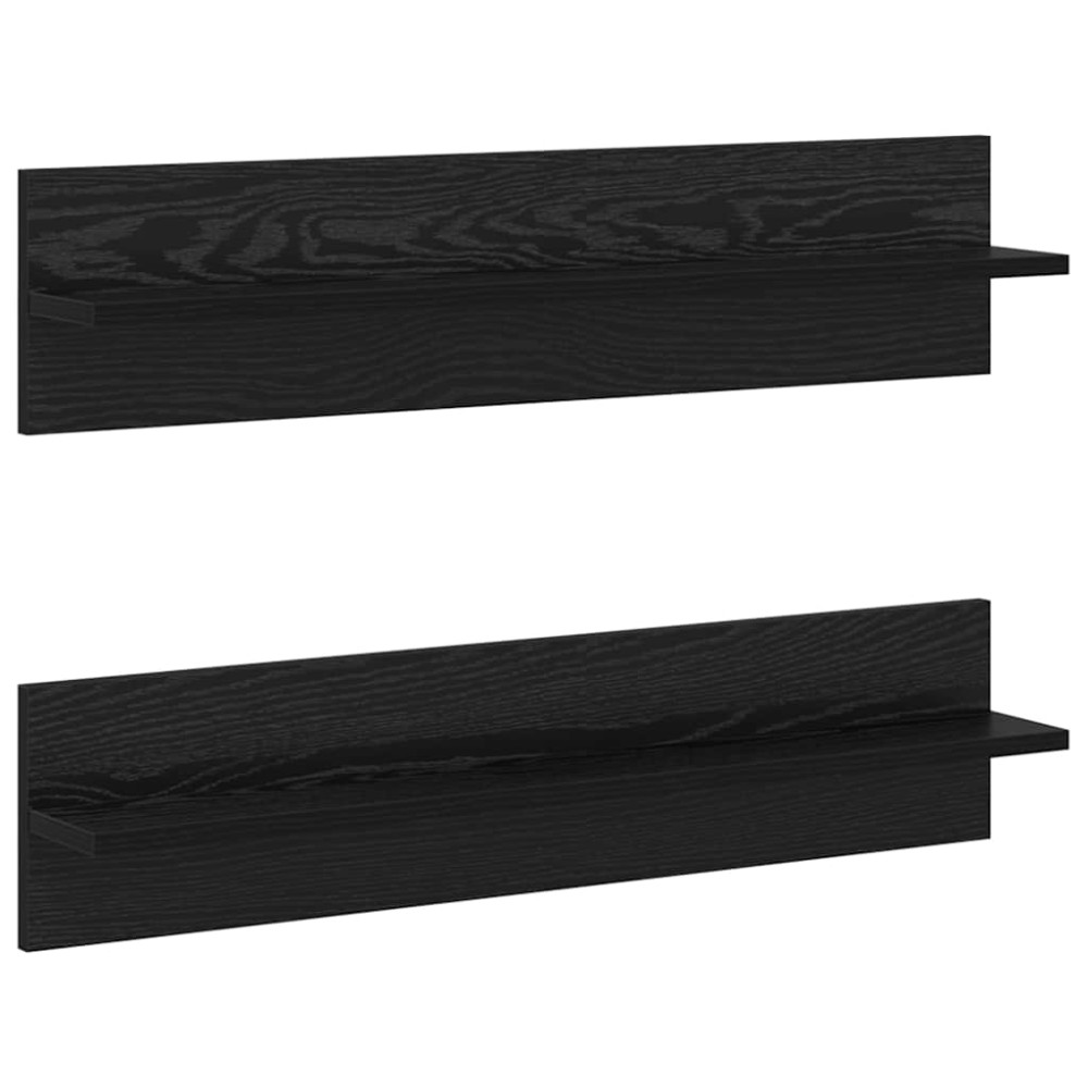 vidaXL Șemele de perete cu raft 2 pcs Stejar negru 80 x 11.5 x 18 cm