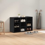 vidaXL Dulap pentru pantofi Stejar negru 103x30x51 cm Lemn compozit vidaXL Dulap pentru pantofi Stejar negru 103x30x51 cm Lemn compozit