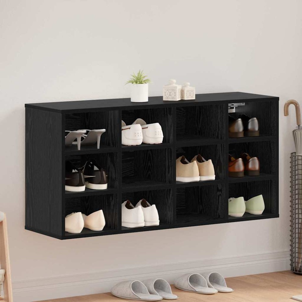 vidaXL Dulap pentru pantofi Stejar negru 103x30x51 cm Lemn compozit