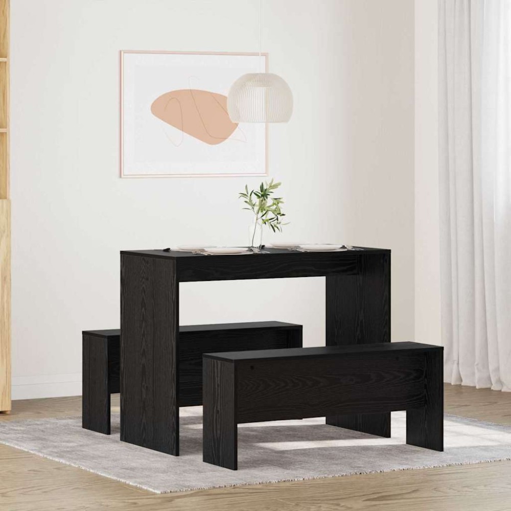 vidaXL Set de dining 2 pcs Stejar negru 97 x 47 x 75 cm Lemn compozit