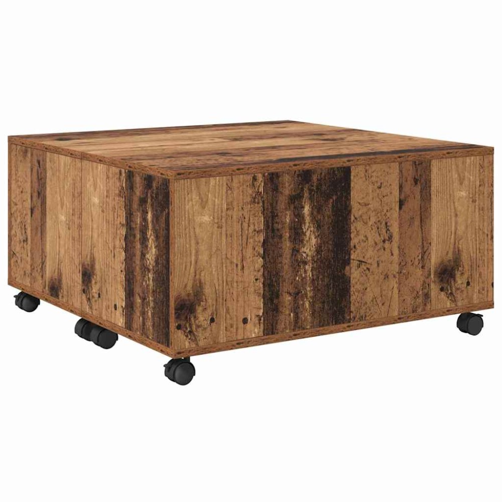 vidaXL Masă de cafea cu roata Lemn vechi 75 x 75 x 38 cm Lemn compozit