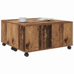 vidaXL Masă de cafea cu roata Lemn vechi 75 x 75 x 38 cm Lemn compozit vidaXL Masă de cafea cu roata Lemn vechi 75 x 75 x 38 cm Lemn compozit